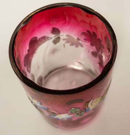 CRANBERRY GLASS PICKLE CRUET