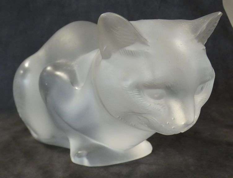 PAIR OF LALIQUE "CAT" FIGURINES
