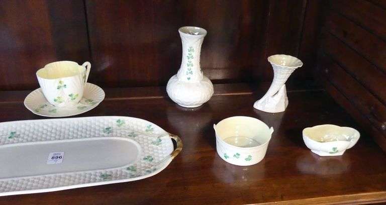 NINE PIECES OF BELLEEK PORCELAIN