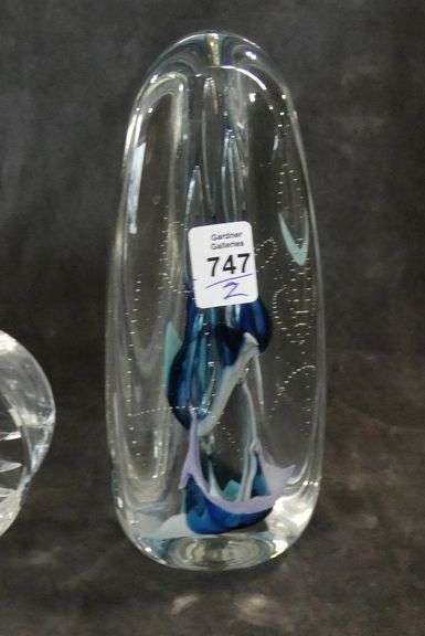 WATERFORD CLOCK AND ART GLASS SCULPTURE