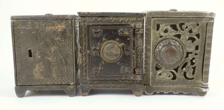 3 ANTIQUE SAFE COIN BANKS