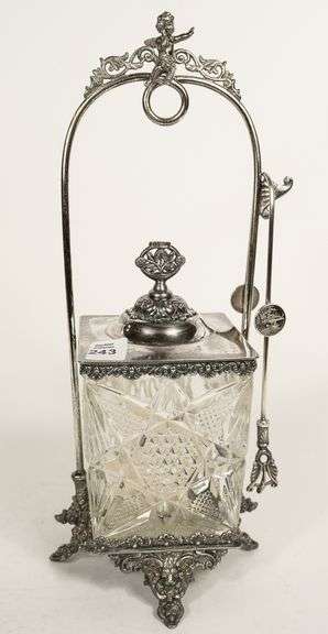 PRESSED GLASS PICKLE CRUET