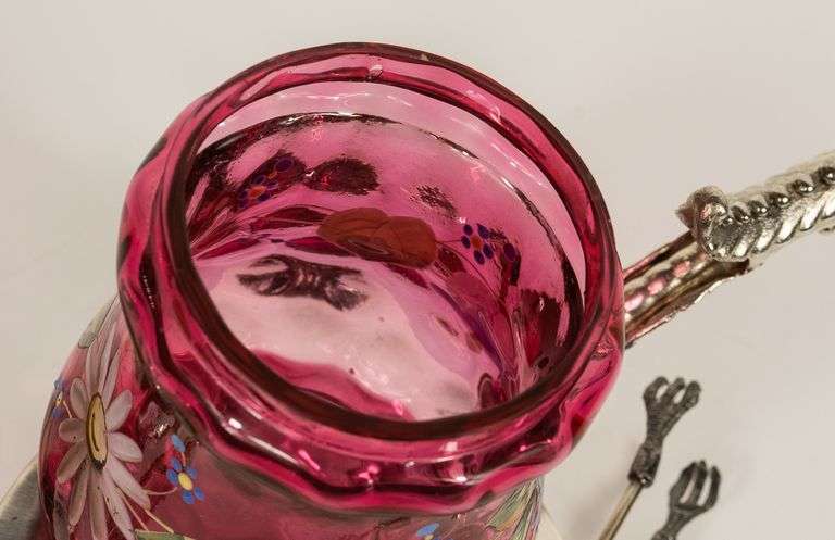 CRANBERRY GLASS PICKLE CRUET
