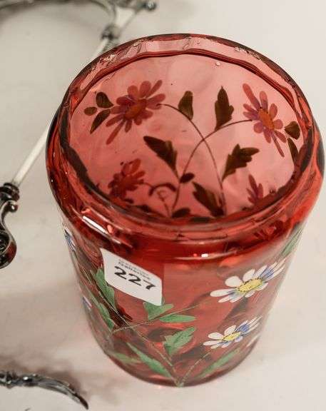 CRANBERRY GLASS PICKLE CRUET