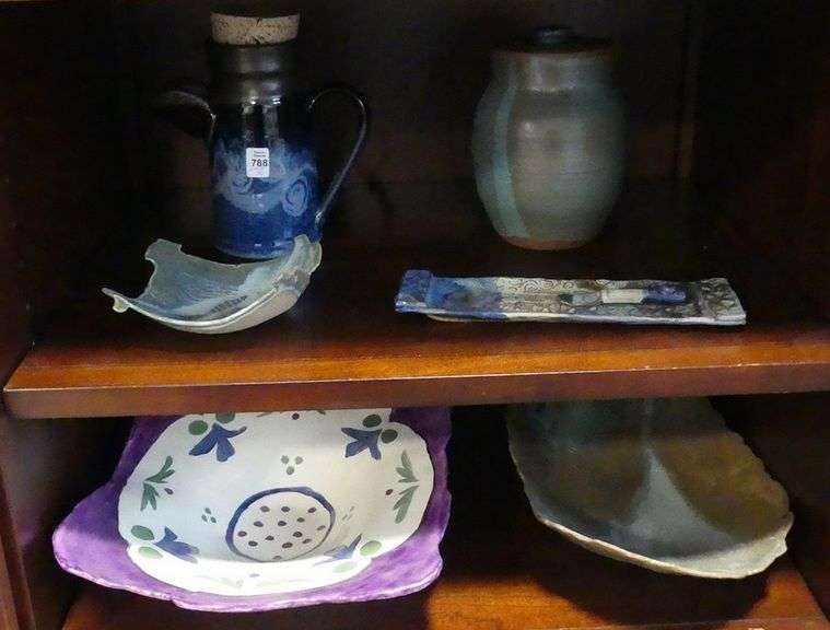 SIX PIECES OF ART POTTERY