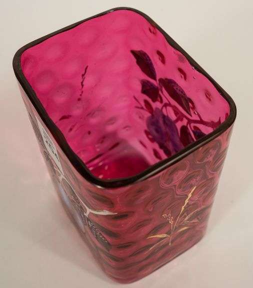 CRANBERRY GLASS PICKLE CRUET