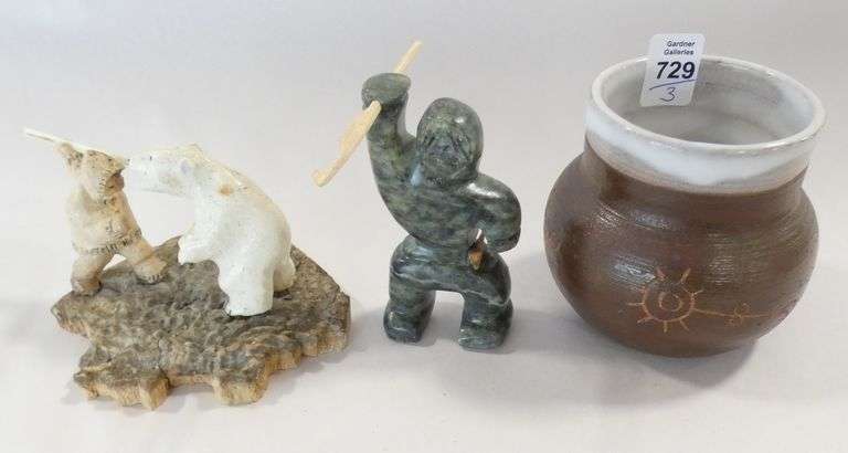 INDIGENOUS SCULPTURES AND VASE