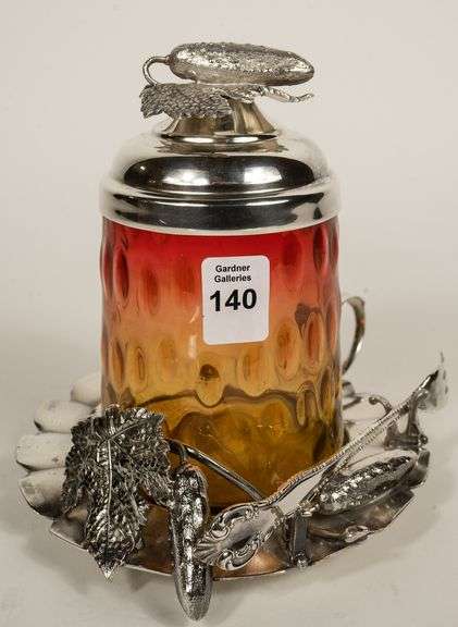 AMBERINA GLASS PICKLE CRUET