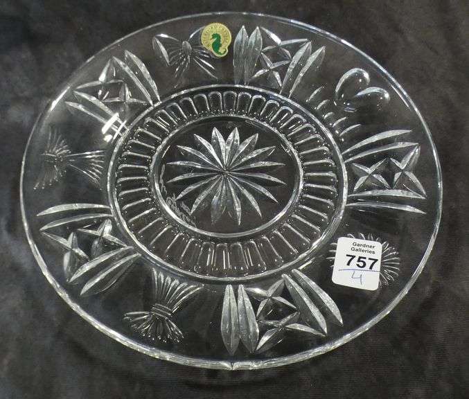 THREE WATERFORD PAPERWEIGHTS AND PLATE