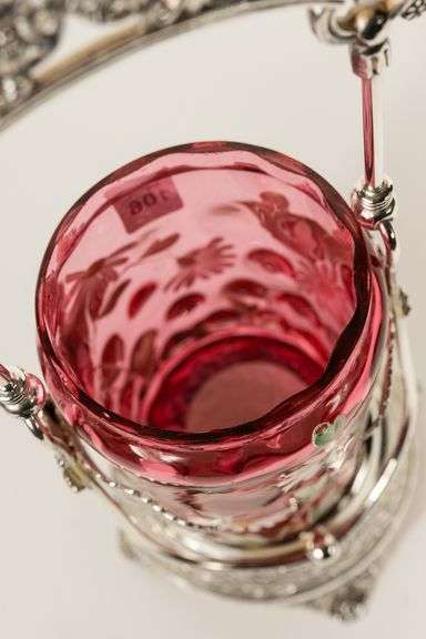 CRANBERRY GLASS PICKLE CRUET