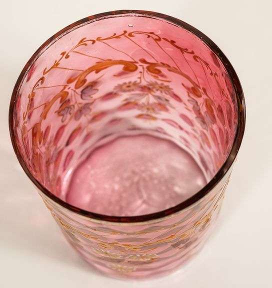 CRANBERRY GLASS PICKLE CRUET