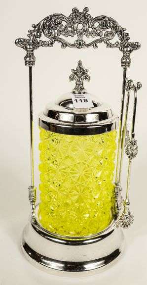 VASELINE GLASS PICKLE CRUET