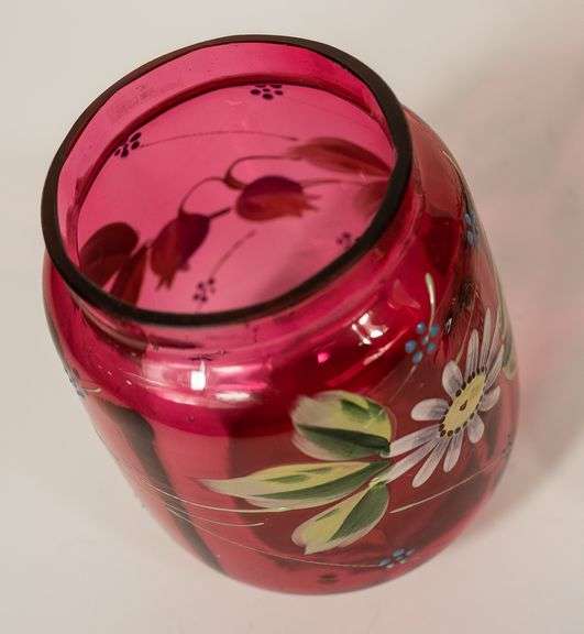 CRANBERRY GLASS PICKLE CRUET