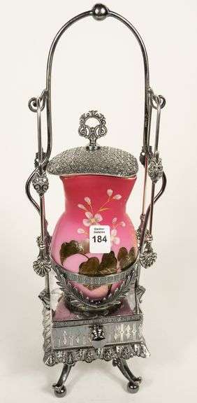 PINK SATIN GLASS PICKLE CRUET