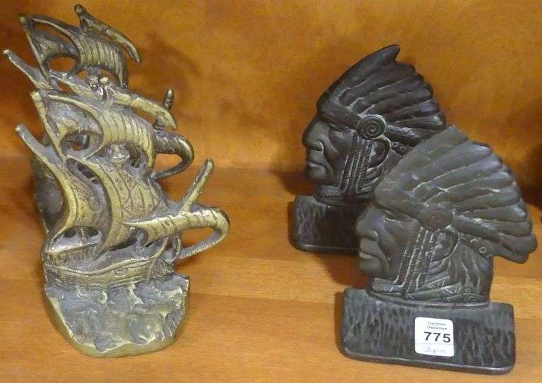 THREE PAIRS OF BOOKENDS