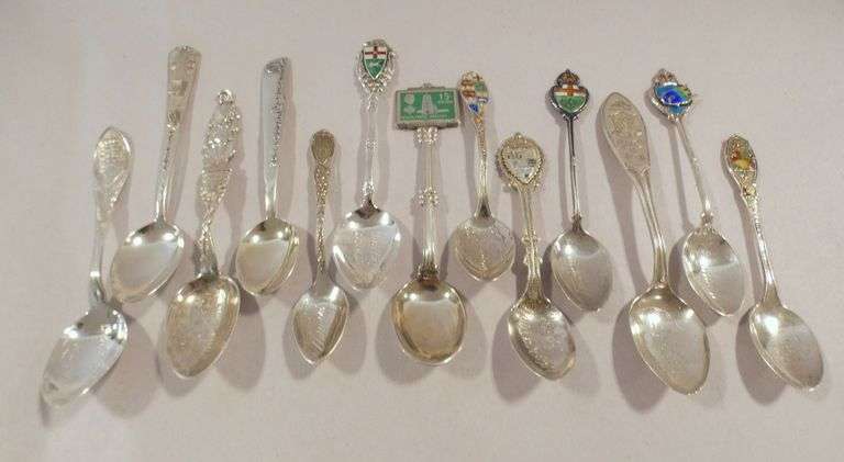 THIRTEEN STERLING SOUVENIR SPOONS