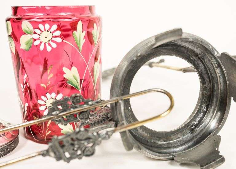 CRANBERRY GLASS PICKLE CRUET