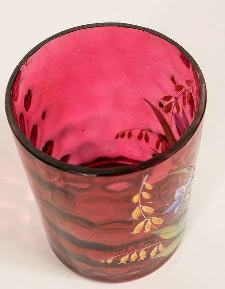CRANBERRY GLASS PICKLE CRUET