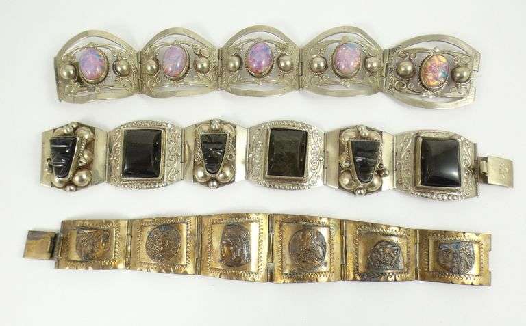 6 VINTAGE MEXICAN BRACELETS