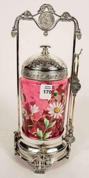 CRANBERRY GLASS PICKLE CRUET