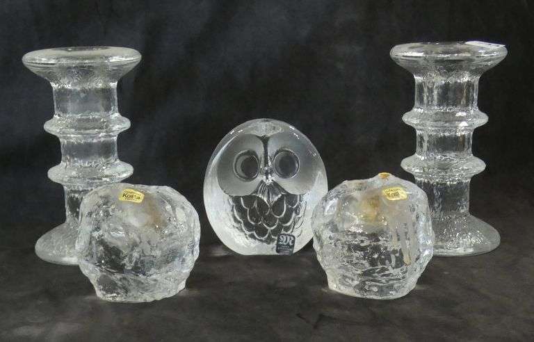 SWEDISH CANDLEHOLDERS AND PAPERWEIGHT