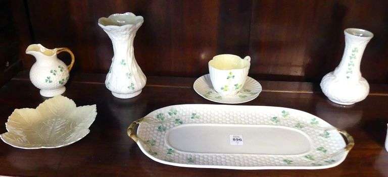 NINE PIECES OF BELLEEK PORCELAIN