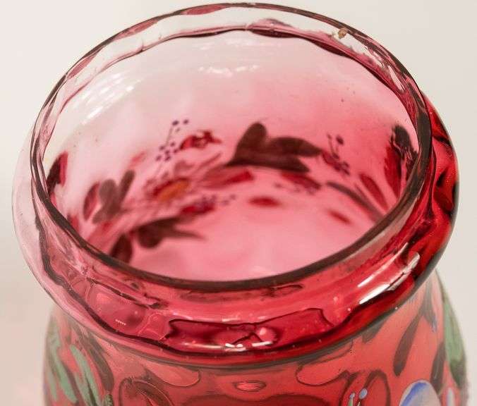 RARE DOUBLE CRANBERRY PICKLE CRUET SET