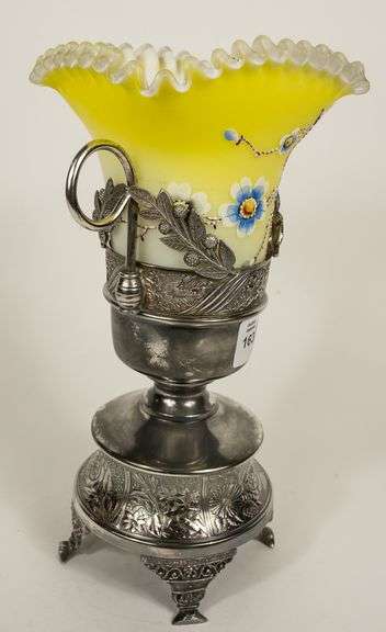 CASED SATIN GLASS CELERY CRUET ON STAND