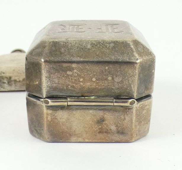 STERLING RING BOX, BOTTLE AND CASE