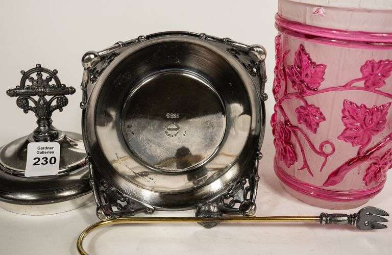 OVERLAY GLASS PICKLE CRUET