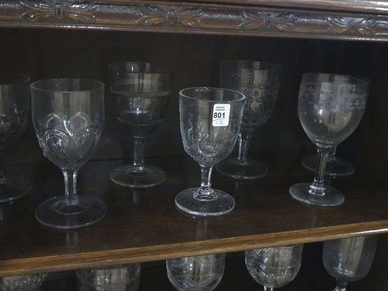 TWELVE ANTIQUE PATTERN GLASS GOBLETS