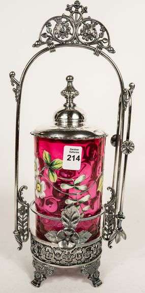 CRANBERRY GLASS PICKLE CRUET