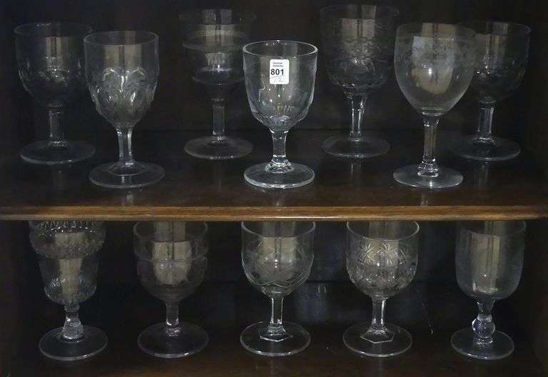 TWELVE ANTIQUE PATTERN GLASS GOBLETS