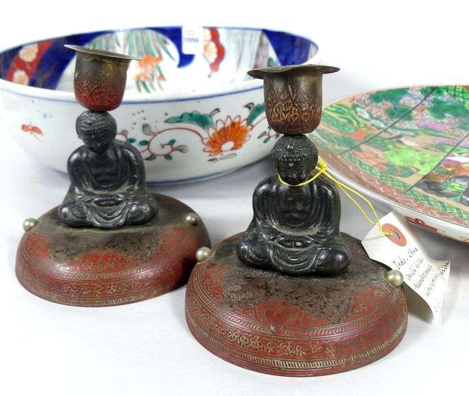 ASIAN PORCELAIN & CANDLEHOLDERS