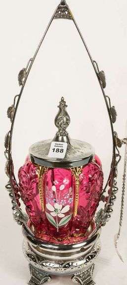 CRANBERRY GLASS PICKLE CRUET