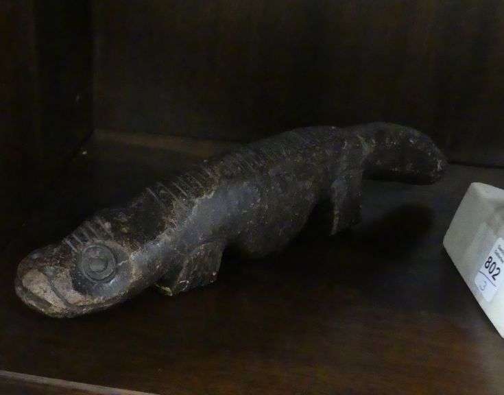 TWO POTTERY FIGURINES AND METAL SCULPTURE