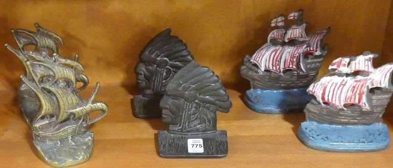 THREE PAIRS OF BOOKENDS