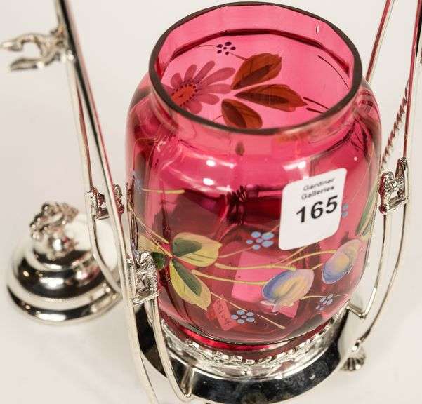 CRANBERRY GLASS PICKLE CRUET