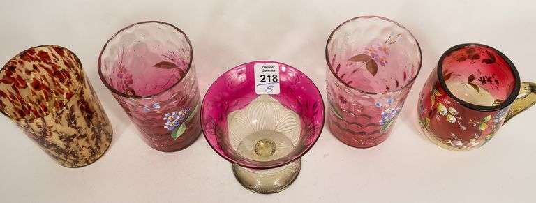 TUMBLERS, MUG AND STEMMED CUP