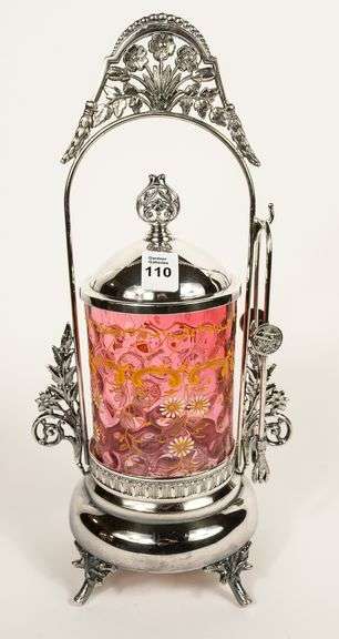 CRANBERRY GLASS PICKLE CRUET