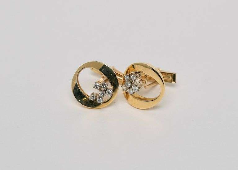 14K GOLD & DIAMOND CUFFLINKS