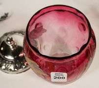 CRANBERRY TO CLEAR GLASS PICKLE CRUET