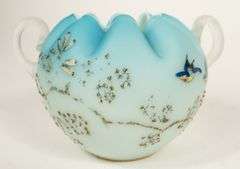 FOUR SATIN GLASS VASES