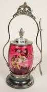 CRANBERRY GLASS PICKLE CRUET