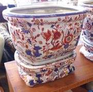 PAIR OF CHINESE IMARI PLANTERS AND STANDS