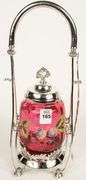 CRANBERRY GLASS PICKLE CRUET