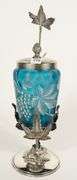 BLUE SATIN GLASS PICKLE CRUET