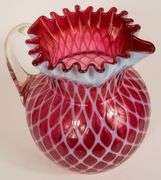 OPALESCENT CRANBERRY GLASS PITCHER