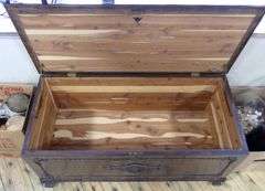 ROSEWOOD AND MAHOGANY BLANKET BOX