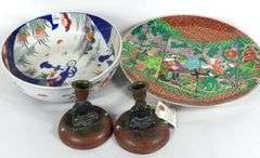 ASIAN PORCELAIN & CANDLEHOLDERS